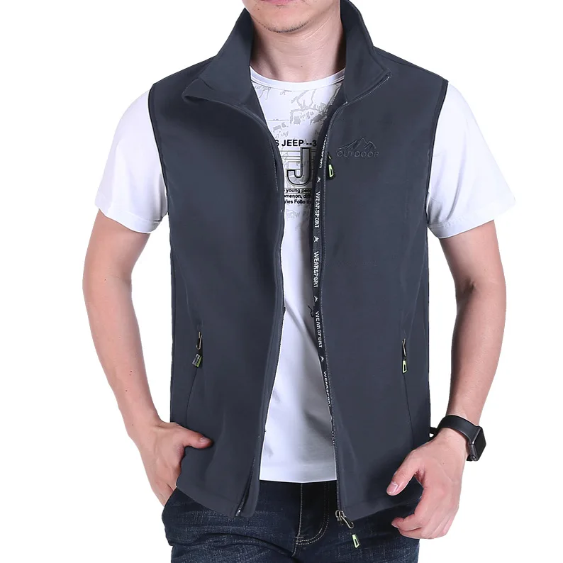 

Nian Jeep Spring And Autumn Outdoor Multi-pockets Thin Waistcoat Greenish Blue Middle-aged Vest Men Waistcoat Vest Coat