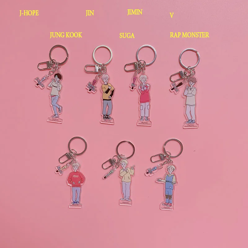 Bangtan мальчики мультфильм акриловый JIMIN JIN SUGA JUNG KOOK RAP Монстр стенд фигура доска брелок для ключей сказать себя Декор