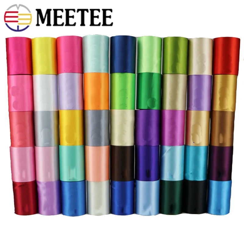 

Meetee 1pc(20M) 8/10cm Multicolor Satin Ribbon Polyester Party Decor Ribbon Webbing DIY Christmas Gift Box Wrapping Accessories