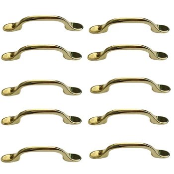 

10 Pcs Gold Cabinet Hardware with Foot Handle-3 Inch (76 mm) Hole Center