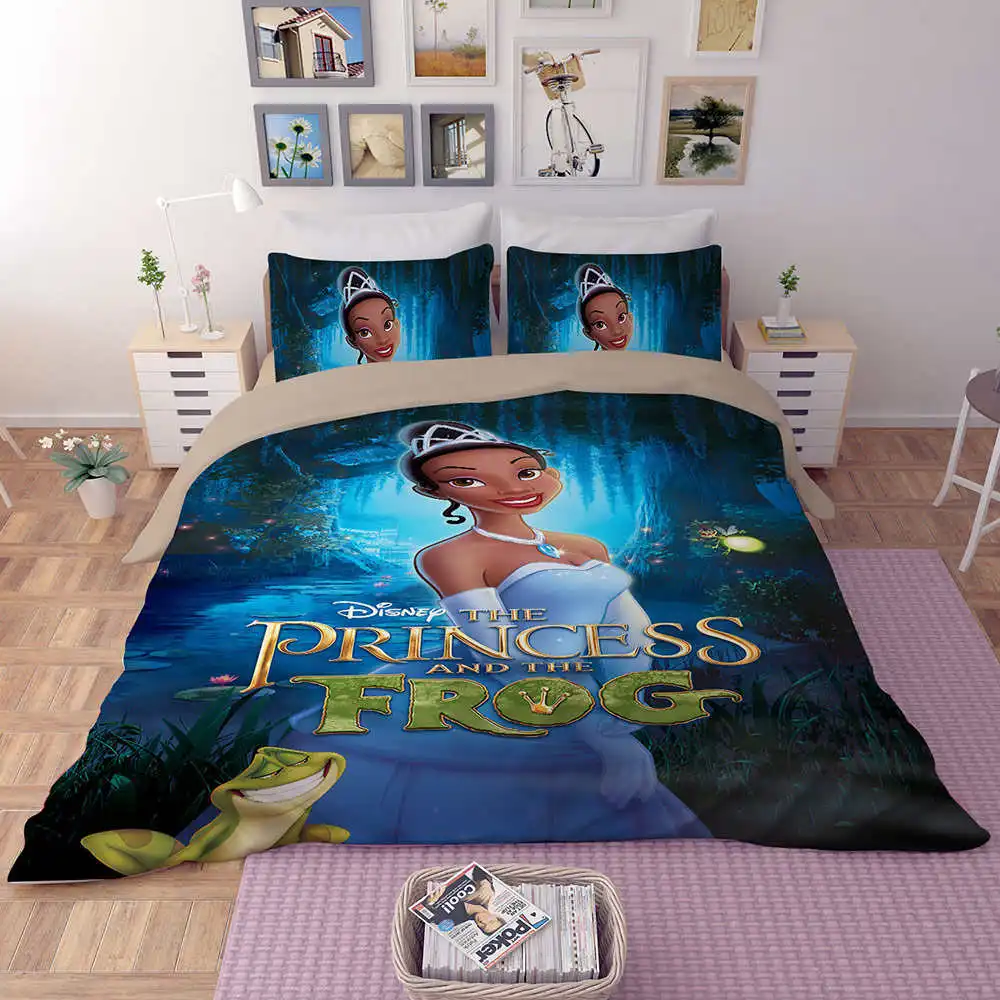 Tiana Принцесса и лягушка постельное белье двухместная кровать постельное белье двуспальное одеяло пододеяльник для девочек спальня дети домашний текстиль 3 шт