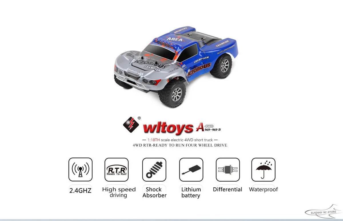RC автомобиль A969-B 1/18 2,4 ГГц 4WD привод RC пульт дистанционного управления грузовик Максимальная скорость 70 кг/ч 1400 мАч батарея