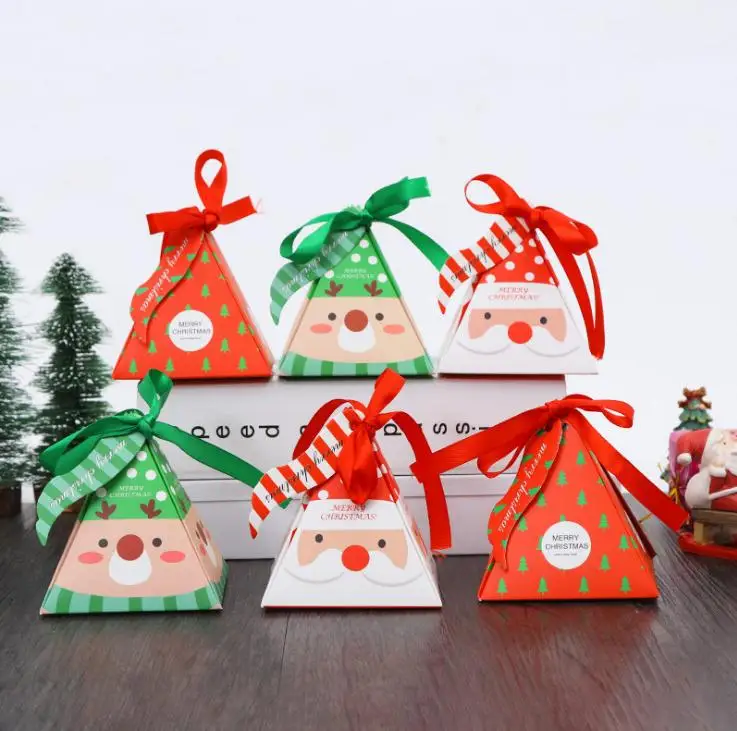 

50 PCS/Set Merry Christmas Candy Box Bag Christmas Tree Gift Box With Bells Paper Box Gift Bag Container Supplies Navidad