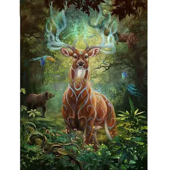 

Handmade Full Square 5D DIY Diamond Painting Cross Stitch Forest Colorful Deers Diamond Mosaic Embroidery Home Creative Gifts