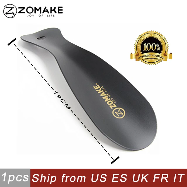 Zomake 42cm 16Inch Long Shoe Horn Stainless Steel Shoe Spoon With Leather Cover Shoe Horn Helper Easy Wear 2
