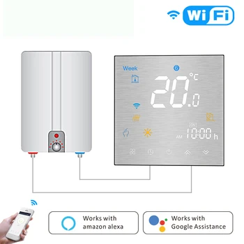 

WiFi Smart Thermostat Programmable Temperature Controller for Water/Gas Boiler Metal Brushed Panel Works Alexa Google Home IFTTT