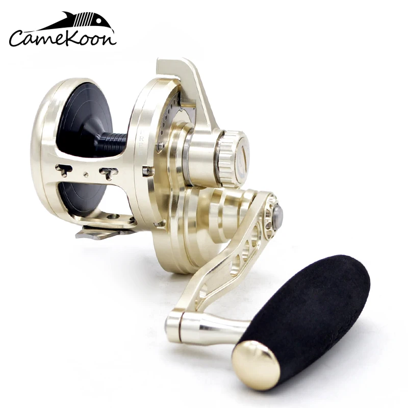 

CAMEKOON Jigging Fishing Reel 30KG Power Drag Aluminum CNC Machined Saltwater Trolling Reel Large Line Capacity Reel