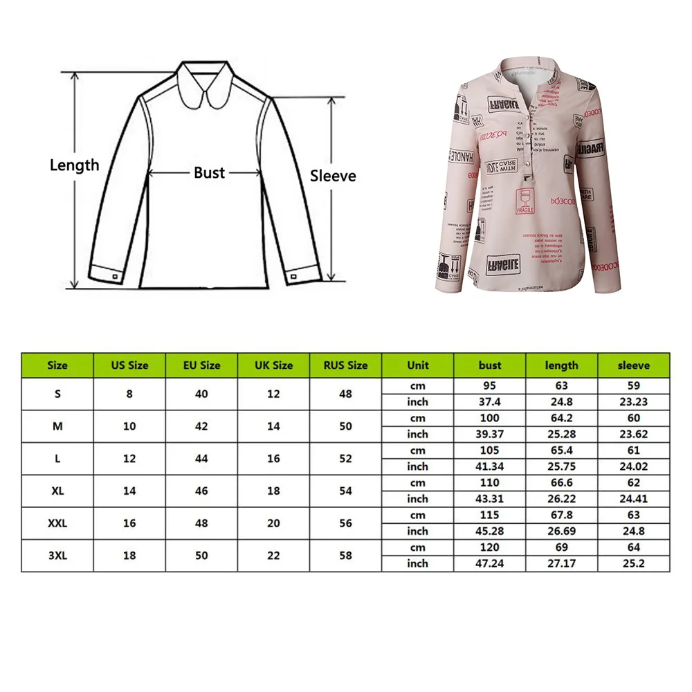 OEAK, женская блузка с v-образным вырезом и буквенным принтом, рубашка с длинным рукавом, повседневные женские топы, блузки, Летняя туника, топы, блузы