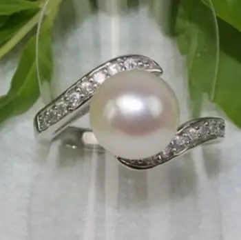 

Fashion jewelry Free Shipping New wholesale Real natural Akoya white cultured pearl ring 7.5#-8#^^^@^Noble style Natural Fine je
