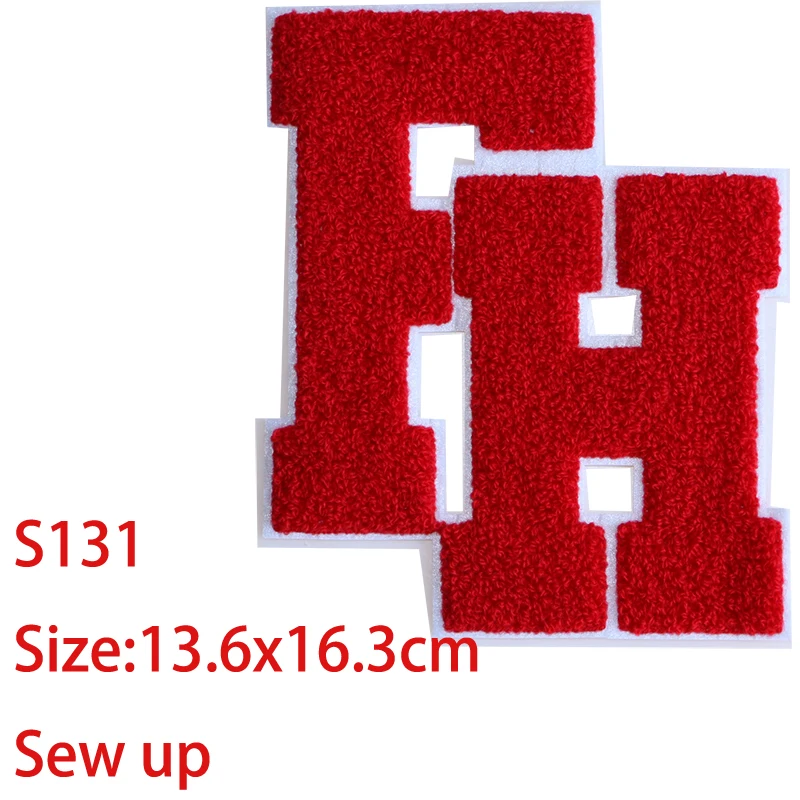 S131 1 шт. A, E, FH, W, M, VP английские буквы полотенца вышивка значок утюг на патч для одежды DIY полосатая одежда Лоскутная пользовательские значки - Цвет: S131