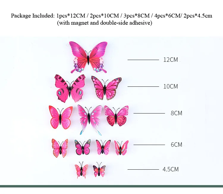 12 шт./компл. красочные 3D бабочки настенные стикеры Свадебные украшения домашний декор бабочки для декоративный магнит наклейки на холодильник