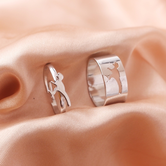 Lover Star Moon Aircraft Cherry Dinosaur Butterfly Rings for Women Men Couple Open Ring Set Engagement Wedding Jewelry