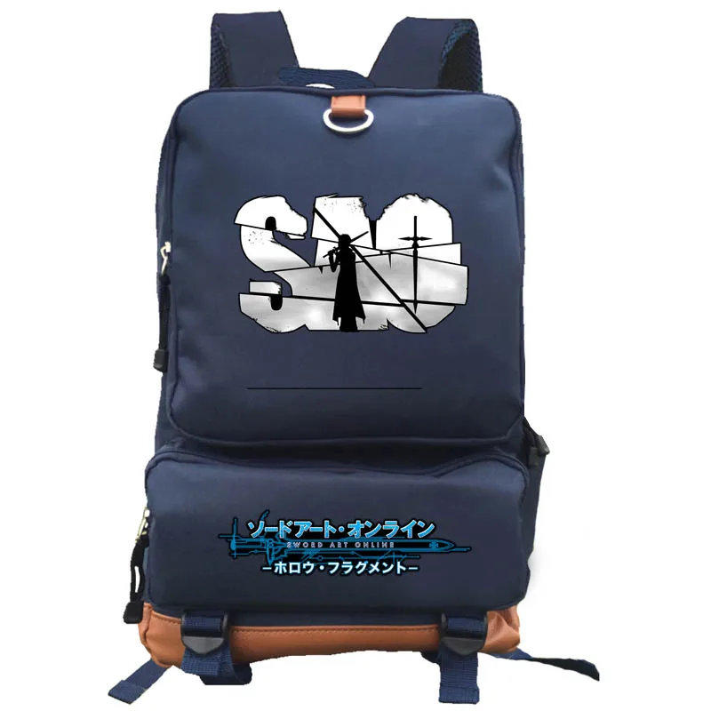 style7 navy blue Рюкзак Sword Art онлайн студенческий школьный рюкзак ноутбук рюкзак повседневный рюкзак для отдыха - Цвет: style7 navy blue