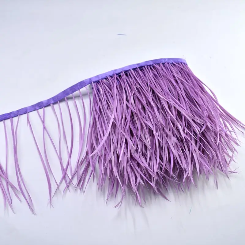 1 м гусиные перья отделка бахрома для рукоделия одежды DIY 15-20 см натуральные перья Рождественская вечеринка свадебное украшение - Цвет: purple