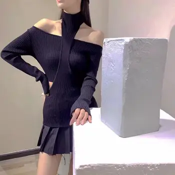 

2020 autumn fsexy women off shoulder wool knitted sweater jumpers 2 color ddxgz2 8.06