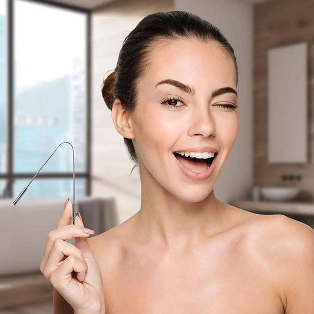 Stainless Steel Tongue Cleaner Remove Bad Breath Device Universal Tongue Coating Cleaner Portable Oral Hygiene Dental Care Stainless Steel Tongue Cleaner Remove Bad Breath Device Universal Tongue Coating Cleaner Portable Oral Hygiene Dental Care
