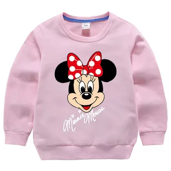 

Disney Minnie Girls Hooded Sweatshirts Spring Autumn 100% Cotton Pullover Children's Clothes Girl Sweater Kids Tops Clothing