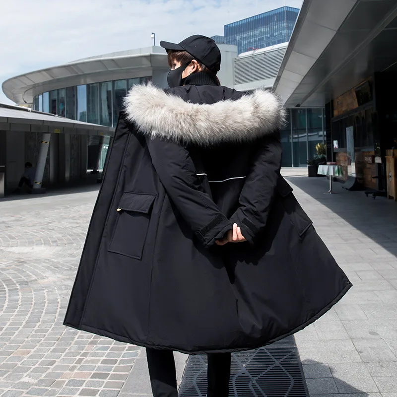 Winter New Style Men Cotton Overcoat Mid-length Thick Trend Korean Winter Cotton-padded Jacket over-the-Knee Cotton Coat