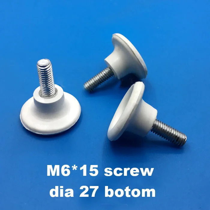 

White black M6*15 screw on feet pad Leg Adjustable Base width 27 mm Screw-in Furniture Cabinet Table Levelling Glide Feet Foot