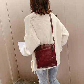

2020 Faux Leather Crossbody Shoulder Pouch Black friday Christmas gifts duffel bag Women Solid Color Multi Pockets Bucket Bag
