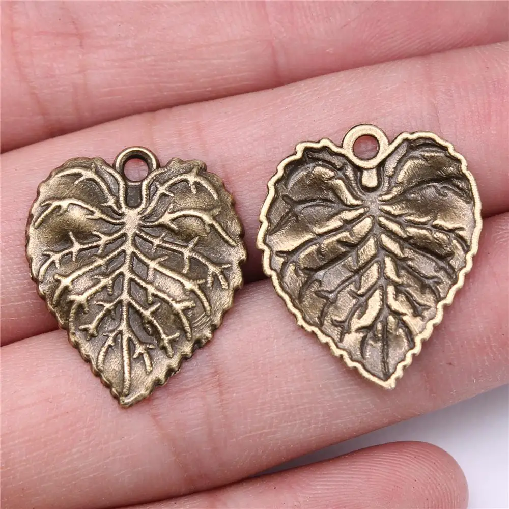 10pcs Large Antique Bronze Tone Alloy Leaf Charms Pendants Jewelry Findings 