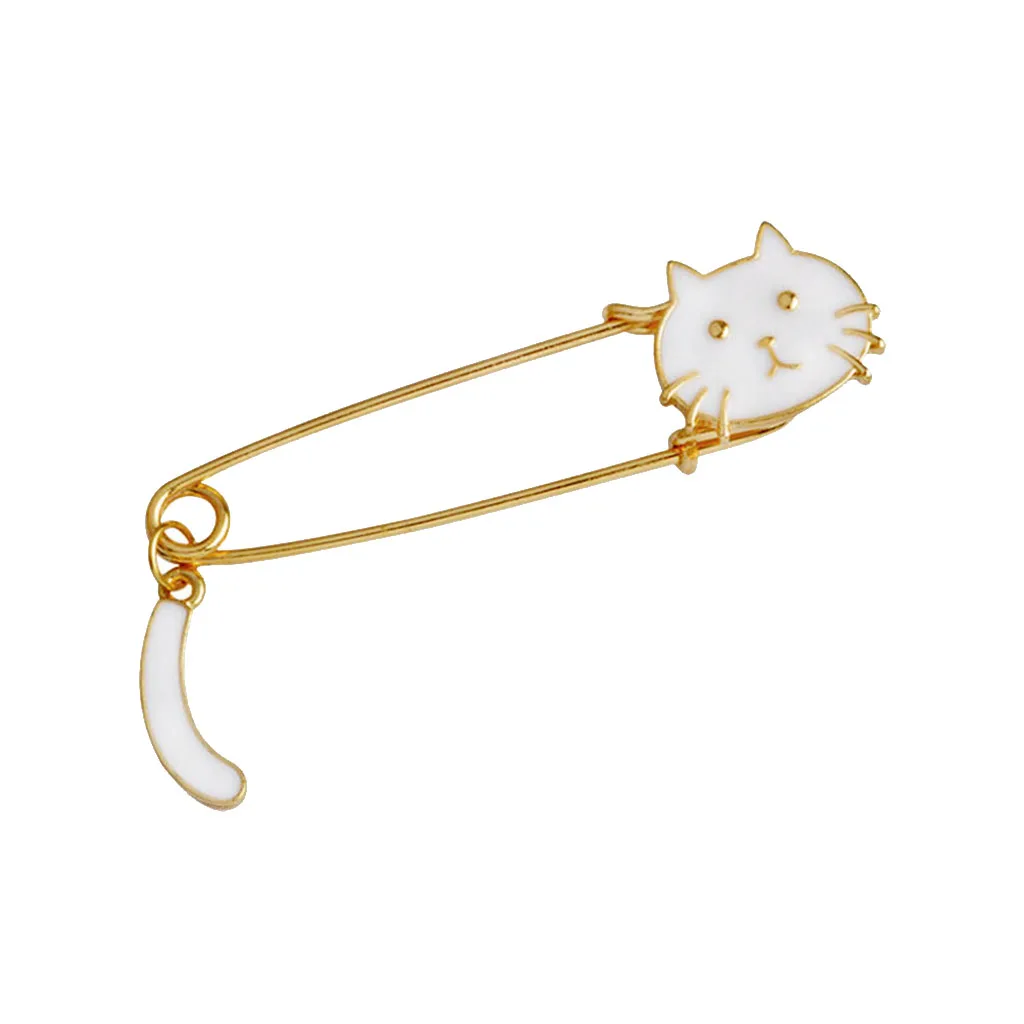 2 Pcs Lovely Cat Brooch Safety Pin Cute Animal Shape Corsages Scarf Clips Lapel Pins Fashion Jewelry for Women Girls
