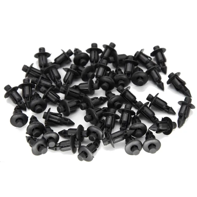 50 Clip Di Fissaggio Per Auto - Rivetti In Plastica Per Pannelli, Paraurti, Fori 6mm, Nero