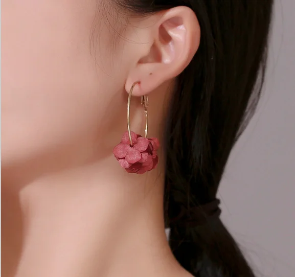 Модная элегантная ткань цветок висячие серьги для женщин Bijoux Sweety Красочные