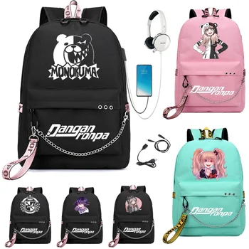 

Anime Danganronpa Backpack USB Port monokuma School Bag Bear Pattern Student Teenagers School Book travel Laptop Mochilas