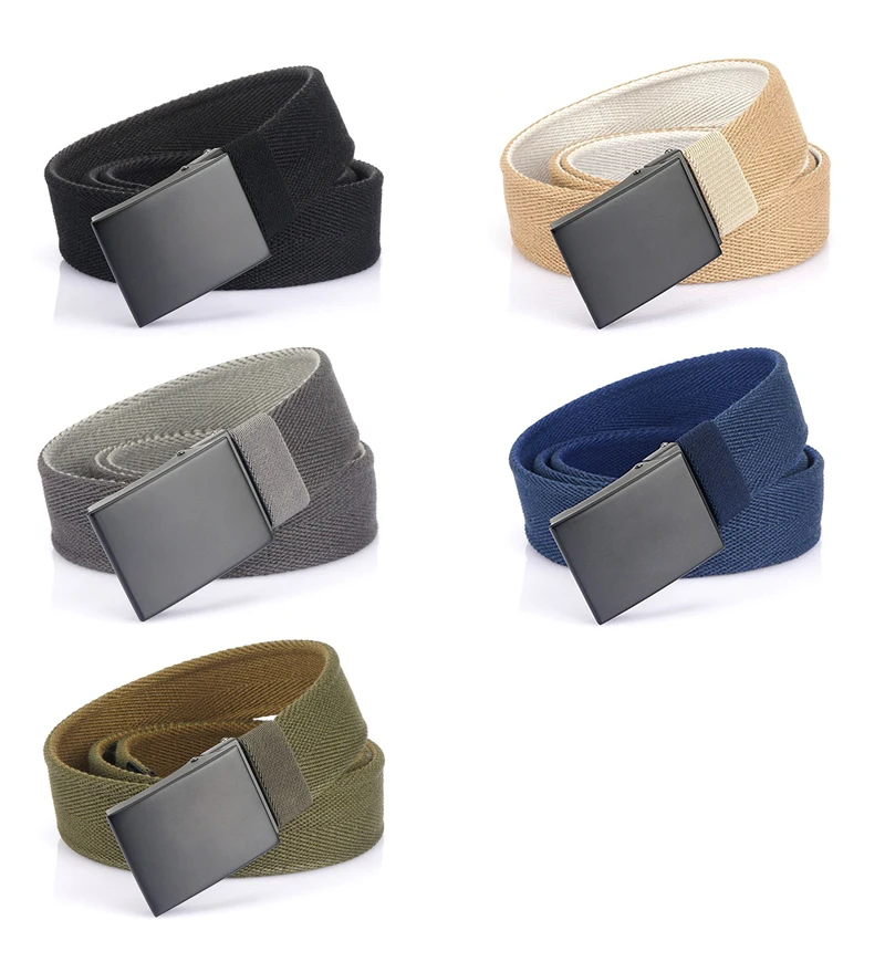 VATLTY 105cm-120cm Canvas Gürtel für Männer Zink legierung Silber Wende gürtel dicke weiche Jeans Bund Gürtel männlich im Freien Träger – Detail 7