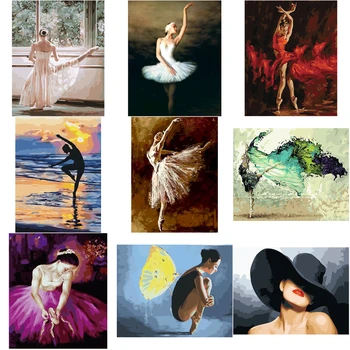 

Painting By Numbers Paint Ballet Dancer DIY Canvas Picture Hand Painted Oil Painting Music Girl Home Decoration