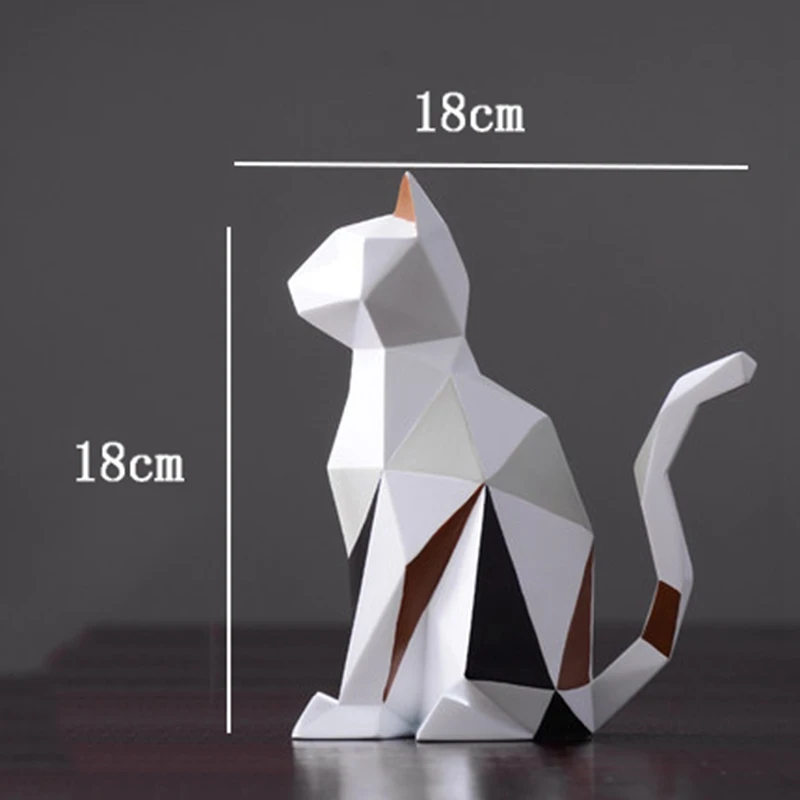 

Hot Sale Modern Resin Cat Statue Sculpture Decoration Geometry Crafts Gift TV Cabinet Office Statue Decoration Gift