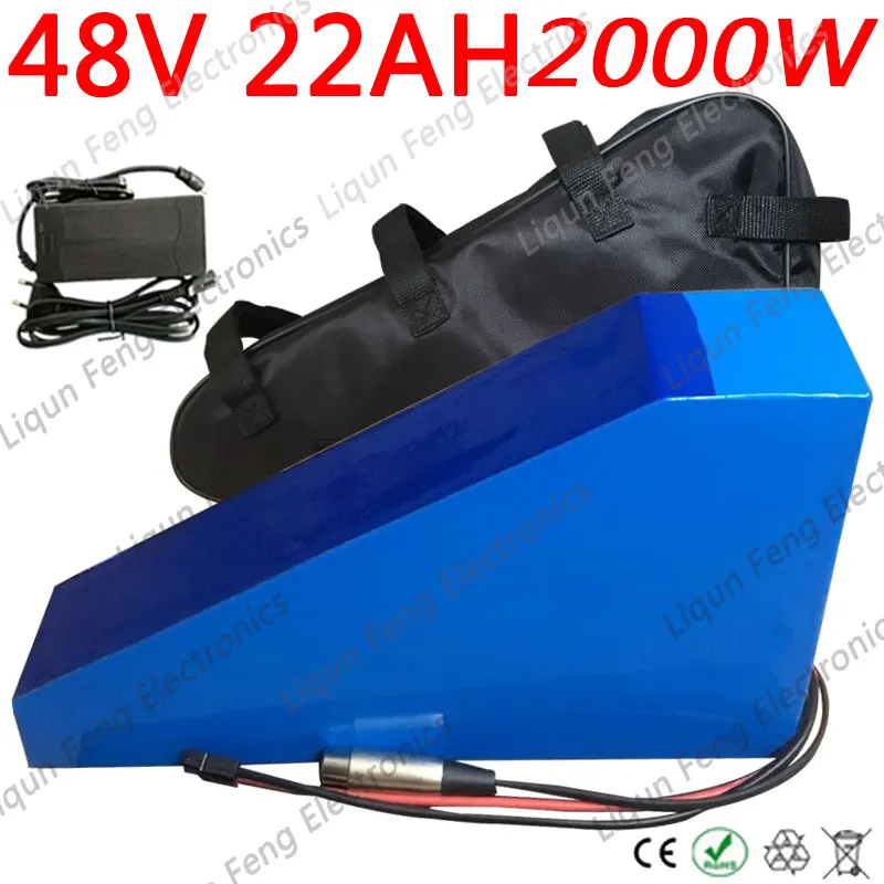 48V 1000W 2000W литиевая батарея 48V 22AH Электрический велосипед батарея 48V 22AH литиевый аккумулятор для скутера с 50A BMS+ 5A зарядное устройство+ сумка
