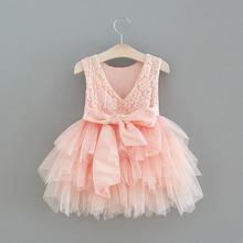 2019 New Lace Tulle Girls Dress Kids Princess Dresses for Girl Party Wedding Dress With Sash Baby Clothes 1-6Y E1952