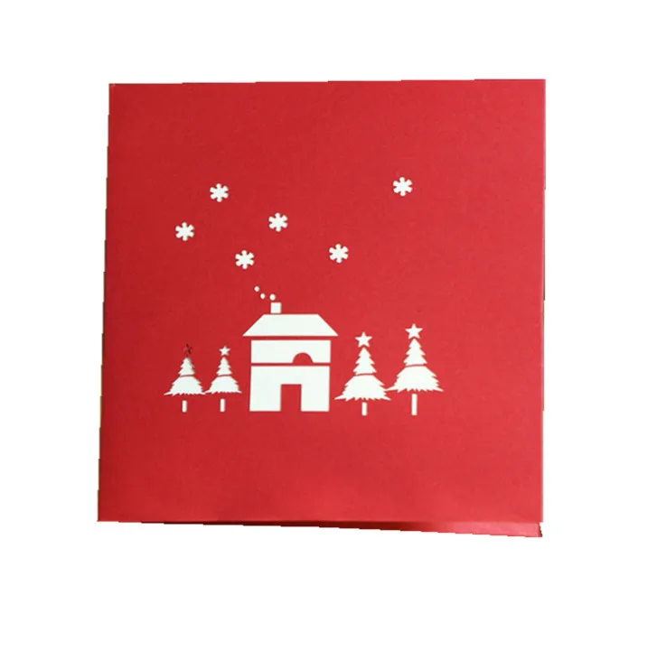 New 100pcs Christmas Cards 3D Popular Up Card Christmas Greeting Baby Gift Holiday Happy New Year