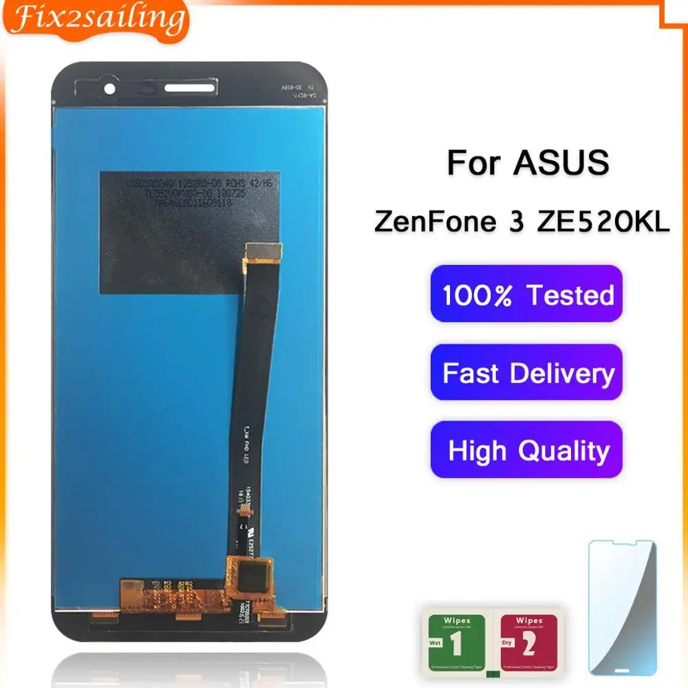 Visiodirect® Schermo Vetro Completo per ASUS Zenfone 3 ZE520KL Z017D 5.2 Bianco Telefono Cellulare Touchscreen + Schermo LCD