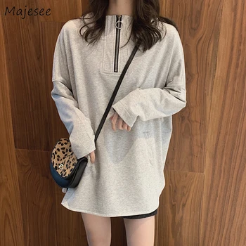 

Hoodies Women Clothes Zipper Solid Casual Womens Clothing Harajuku Long Sleeve Tops Loose BF Sweatshirt High Quality Hoodie Soft