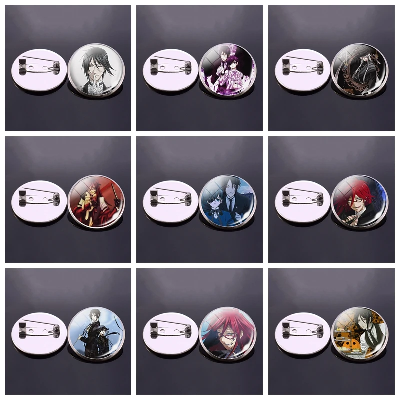 Модная брошь в стиле аниме черный Батлер стеклянный купол значок Kuroshitsuji Phantomhive
