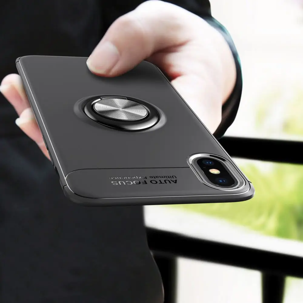 

LAPOPNUT Soft TPU Plating Hybrid Cases for Iphone 11 Pro X Xr Xs Max 7 8 Plus 6 6s 5 5s SE Magnetic Matte PC Ring Silicone Cover
