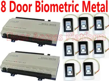 

8 Door Biometrical Thumb recognization whole Web Access Controller System of 8 pcs Metal shell Fingerprint+EM id card reader kit
