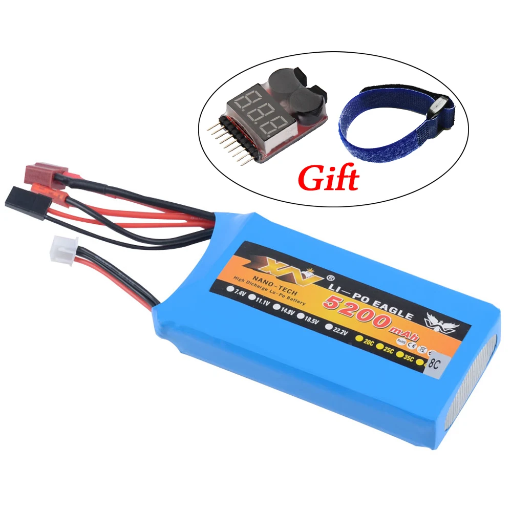

RC Battery.7.4V 5200mAh 8C 2S for 1/5 RC LOSI 5IVE-T Car/Rc Car Parts (99mm*54mm*22mm)