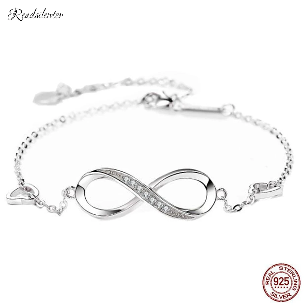 Readsilenter S925 стерлингового серебра с цифрой «8» и надписью, браслет модные роскошные письмо серебряные ювелирные изделия женские ко Дню Святого Валентина, подарок на Рождество