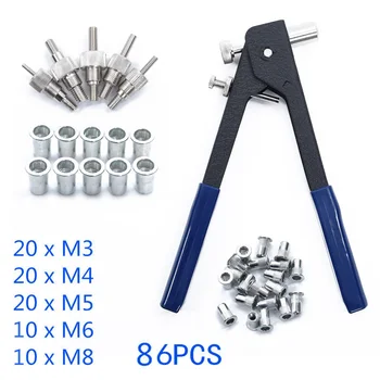 

86pcs Set Threaded Nut Rivet Insert Tool Nut Rivet M3-M8 Riveter Suitable For Car/trailers/boat Building/home /workshop