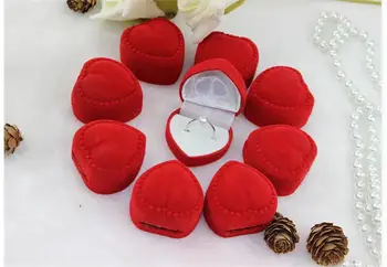 

Jewelry Supplies omantic Elegant Simplicity Durable Lid Open Red Heart Shape Ring Earring Boxes Velvet & Flock Gift Boxes