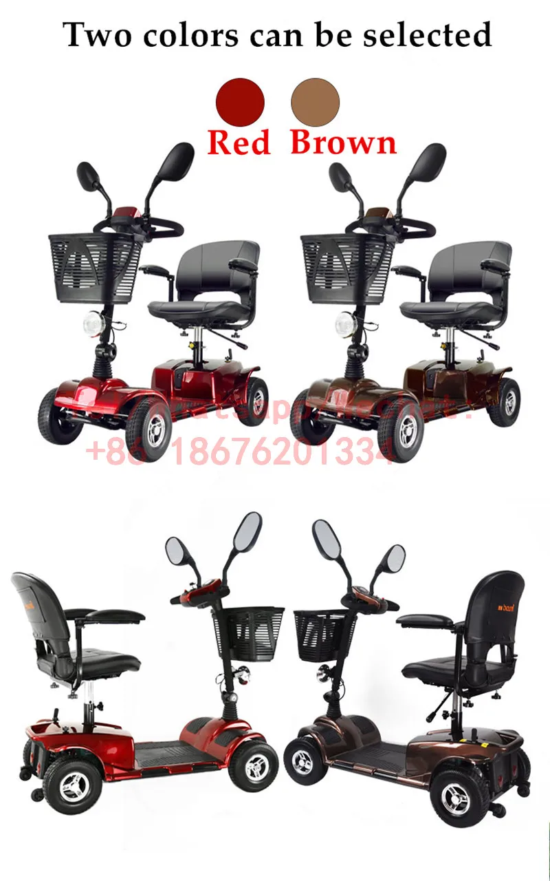 Factory Direct Elderly  4 wheels Mobility Scooter Folding Electric Car Disabled Electric Wheelchair 4