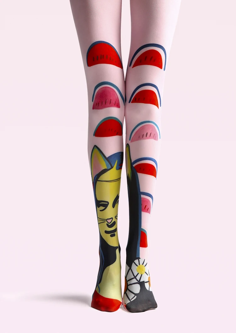 

VP Unique stockings Mona Lisa watermelon pattern Tights High-quality creative pattern Silk stockings 1 order=1pc