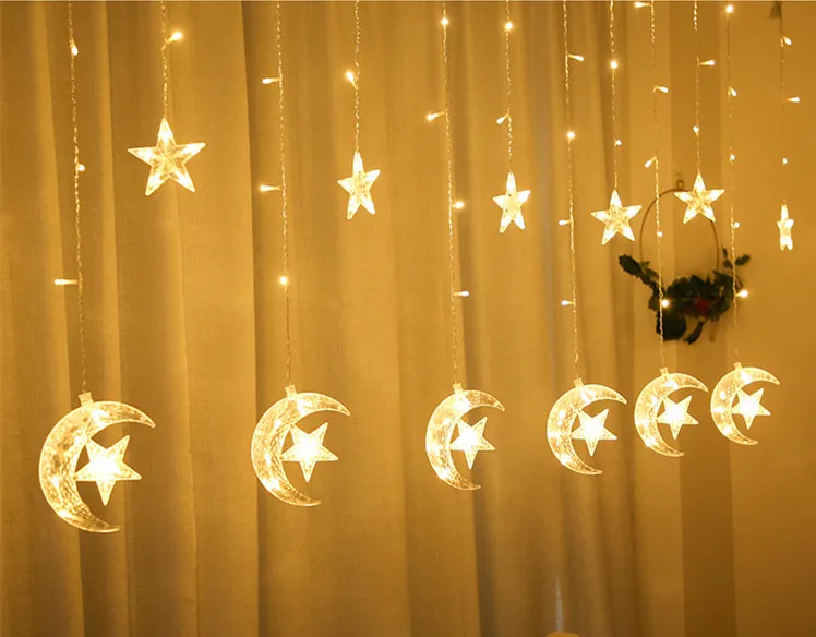 Рождественские украшения для дома, лося, звезда, сердце, луна, огни, светодиодная гирлянда, подвесная гирлянда, Рождественская елка, Декор, украшения, год - Испускаемый цвет: D-1 style