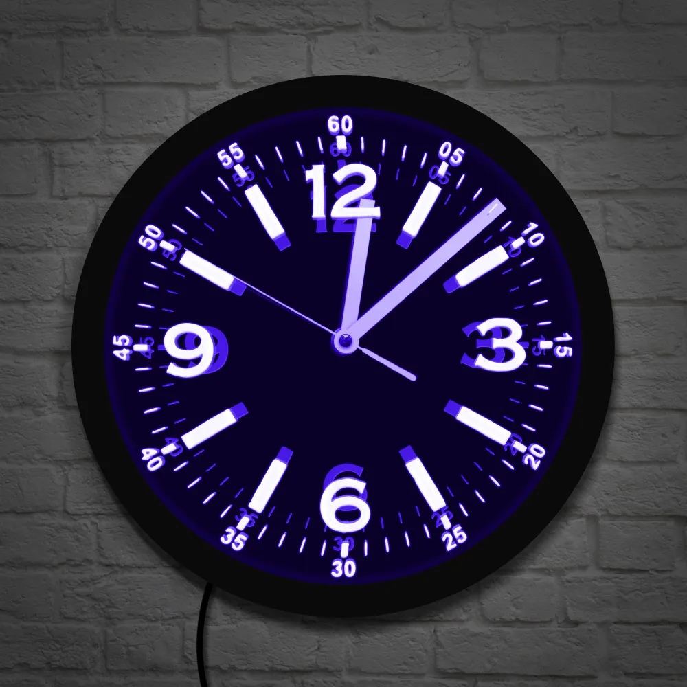 

Modern Design LED Neon Luminous Wall Clock Big Arabic numbers Silent Non Ticking Home Decor Wall Watch Horologe Glow in Dark