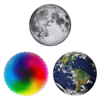 

1000PCS Round Geometrical Pattern Colorful Rainbow Earth Moon Design Intellectual Game For Adults and Kids DIY Game Toy In Stock