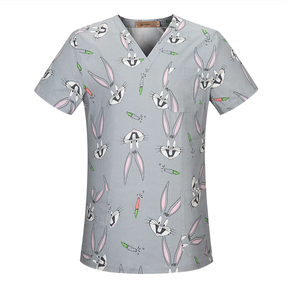 Pet hospital Medical uniform Dental clinic scrubs tops doctor nurse medical surgical workwear Beauty salon cartoon printing tops